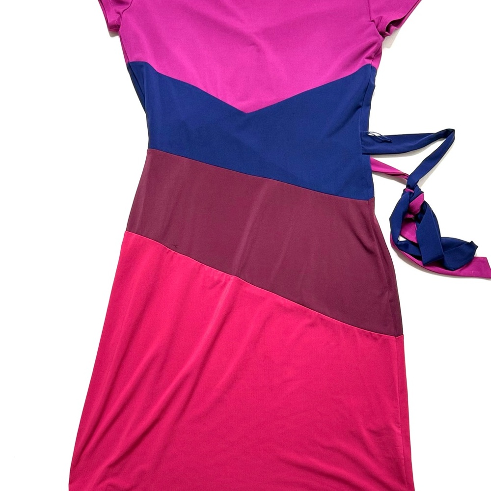 BCBG MaxAzria Colorblock Wrap Dress Jersey Knit Size Small - Picture 2 of 5